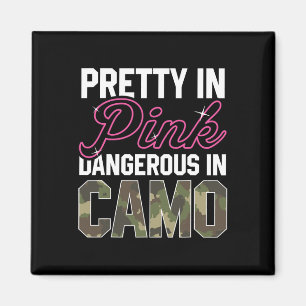 Funny Pink Camo Hunting Graphic Women Deer Buck Hu Magnet