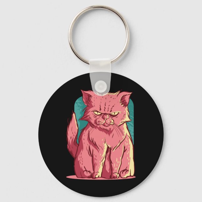 Funny Pink Cat Key Ring (Front)