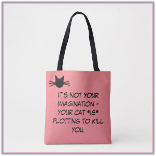 Funny Pink Cat MemeTote Bag