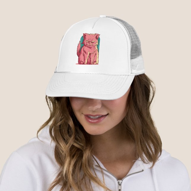 Funny Pink Cat Trucker Hat (In Situ)