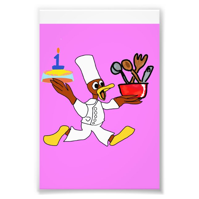 Funny Pink Chef Ducky Kazoo Photo Enlargement Print (Front)