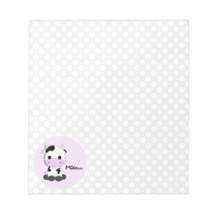 Funny pink cute girly cow cartoon girls notepad