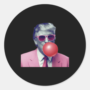 Funny Pink Donald Trump Bubble Gum Yum Tee  Classic Round Sticker