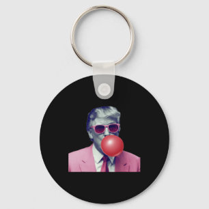 Funny Pink Donald Trump Bubble Gum Yum Tee Key Ring