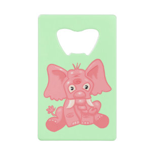 Funny Pink Elephant Credit Card Bottle Opener