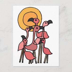 Funny Pink Flamingo Art Postcard