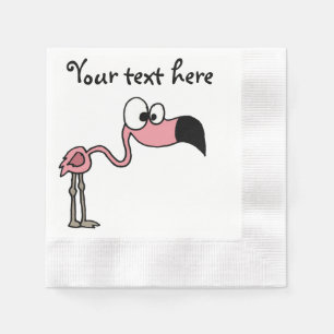 Funny Pink Flamingo Bird Cartoon Napkin