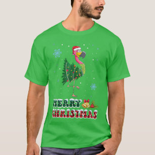 Funny Pink Flamingo Christmas Tree Xmas Light Chri T-Shirt
