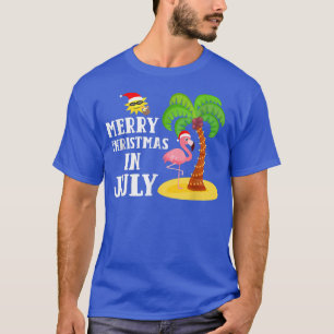 Funny Pink Flamingo Santa Hat Merry Christmas In J T-Shirt