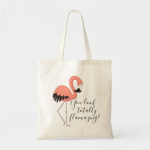 Funny Pink Flamingo Totally Flamazing Script Text Tote Bag