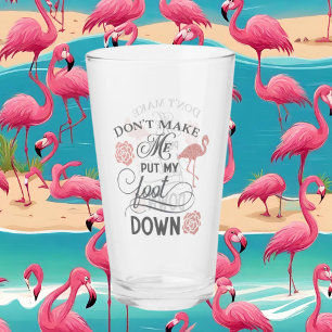 funny pink flamingo word art glass