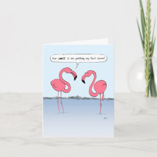 Funny Pink Flamingos Cartoon Customisable Birthday Card