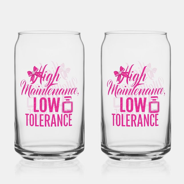 Funny Pink Girly Attitude Quote Can Glass (Front)