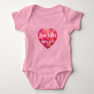 Funny Pink Heart Love Bites but so do I Valentine Baby Bodysuit