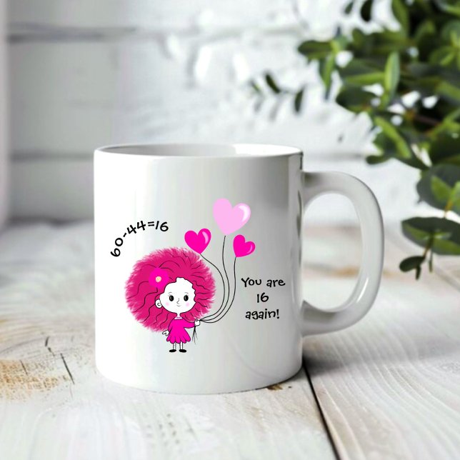 Funny pink lady with balloons large coffee mug (Creator Uploaded)