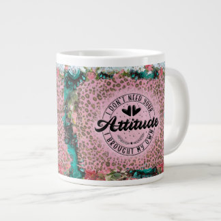 Funny Pink Leopard Floral Attitude Mug for Her