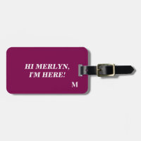 Funny Pink Monogram Wine Red Purple Typography