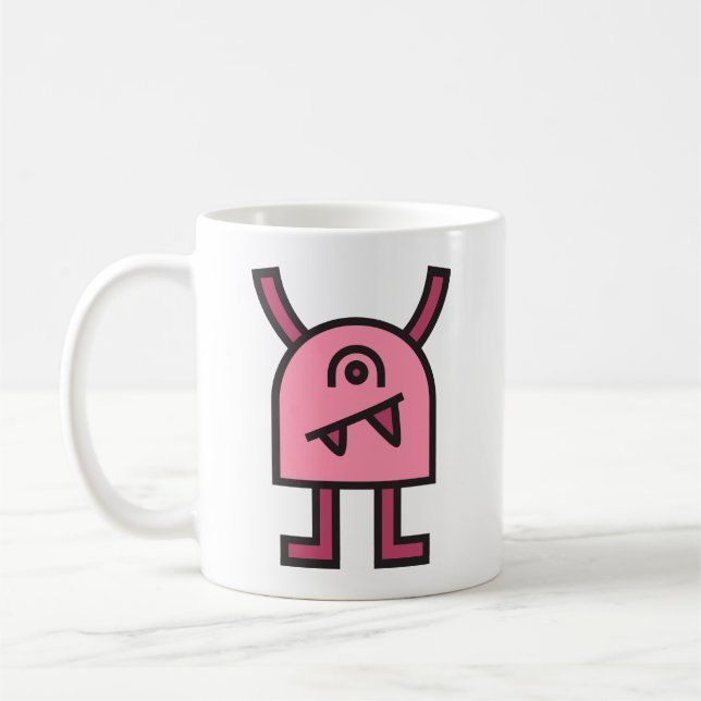 Funny Pink Monster Character Coffee Mug (Left)