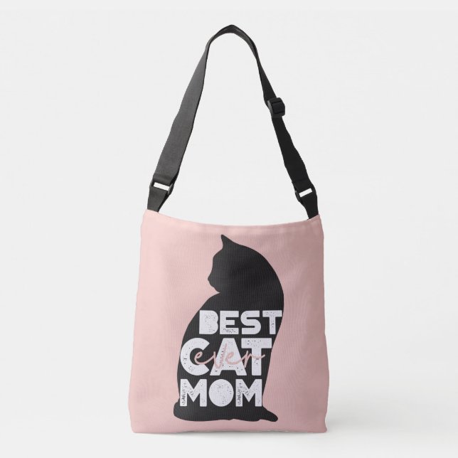Funny Pink Mother's Day Best Cat Mum Ever Crossbody Bag (Front)