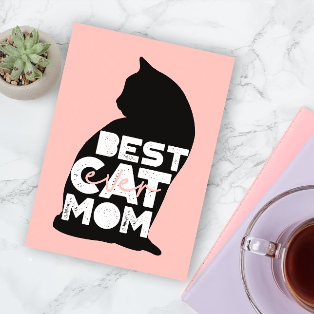 Funny Pink Mother's Day Best Cat Mum Ever Holiday Card (Creator Uploaded)