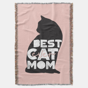 Funny Pink Mother's Day Best Cat Mum Ever Throw Blanket