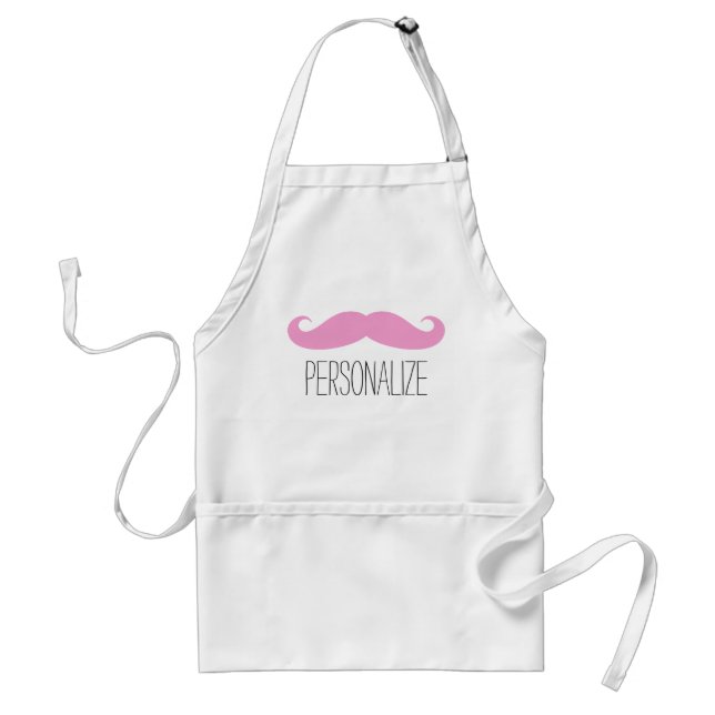 Funny pink moustache apron for men women and kids (Front)
