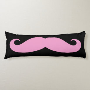 Funny pink mustache girl's bedroom bed decor body cushion