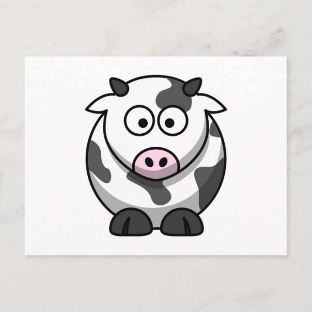 Funny Pink Nose Cartoon Cow Farm Animal Postcard (Front)