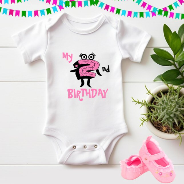 Funny pink number two baby bodysuit (Creator Uploaded)