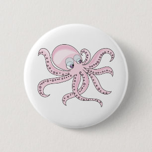 Funny Pink Octopus 6 Cm Round Badge