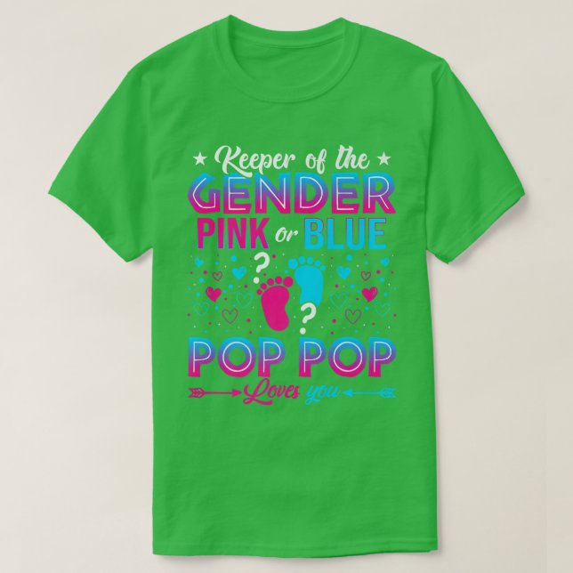 Funny Pink Or Blue Pop Pop Loves You Gender Reveal T-Shirt (Design Front)