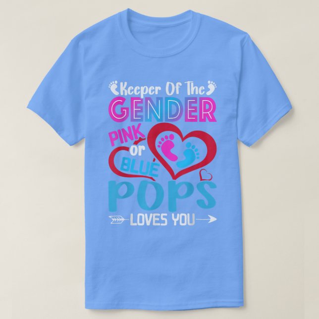 Funny Pink Or Blue Pops Loves You Gender Reveal Cu T-Shirt (Design Front)