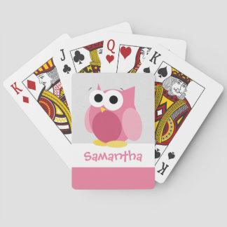 Funny Pink Owl Kids Personalised Playing Cards
