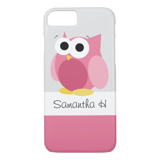 Funny Pink Owl - Personalised iPhone 7 Case (Back)