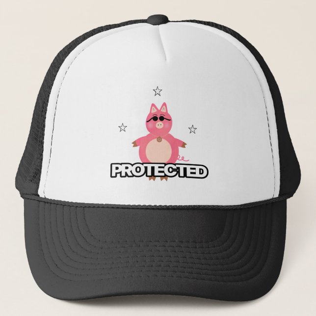 Funny pink pig trucker hat (Front)