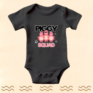 Funny pink piggy squad baby bodysuit