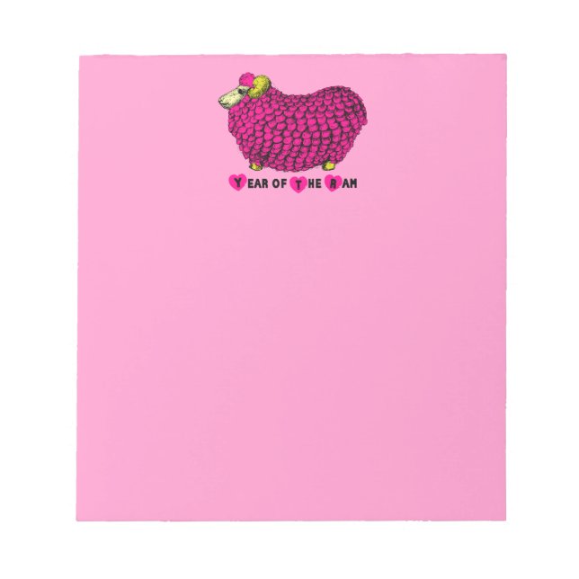 Funny Pink Ram Chinese Year Zodiac Notepad (Front)