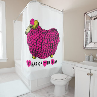 Funny Pink Ram Chinese Year Zodiac Shower C Curtain