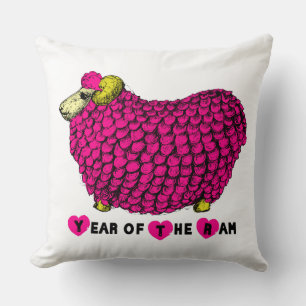Funny Pink Ram Chinese Year Zodiac Square P Cushion