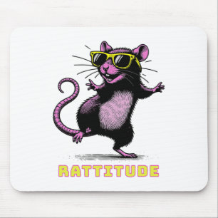 Funny Pink Rat Meme Rattitude Pink Rat Sungles Dan Mouse Pad