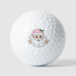 Funny Pink Santa Christmas Golf Balls