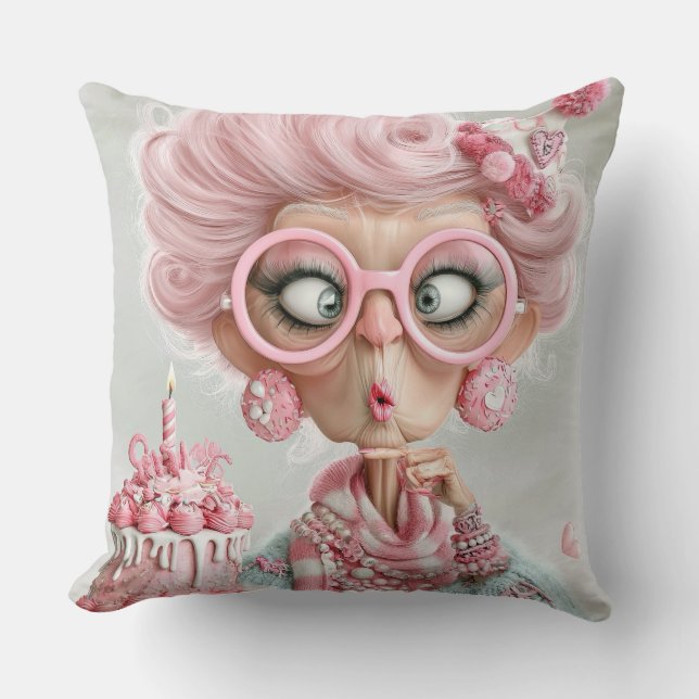 Funny Pink Sassy Aging Cushion (Front)