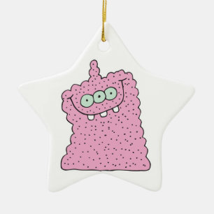 funny pink three-eyed monster ceramic tree decoration