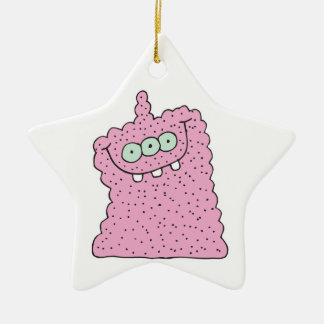 funny pink three-eyed monster ceramic tree decoration