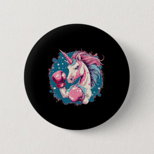 Funny Pink Unicorn With Boxing Gloves 1  6 Cm Round Badge