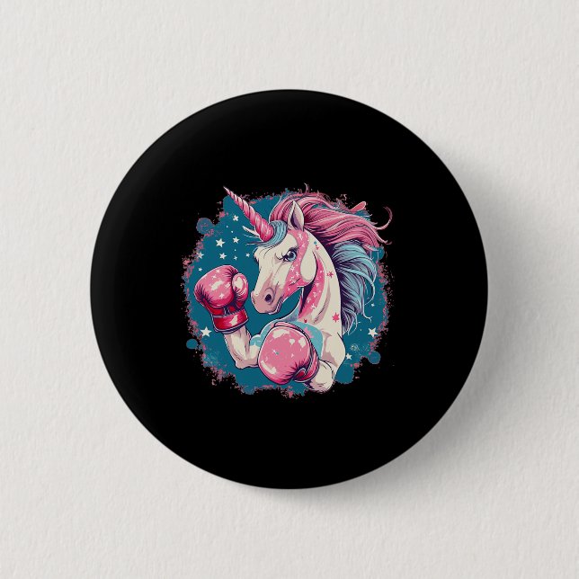 Funny Pink Unicorn With Boxing Gloves 1  6 Cm Round Badge (Front)