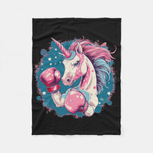 Funny Pink Unicorn With Boxing Gloves 1 Fleece Blanket