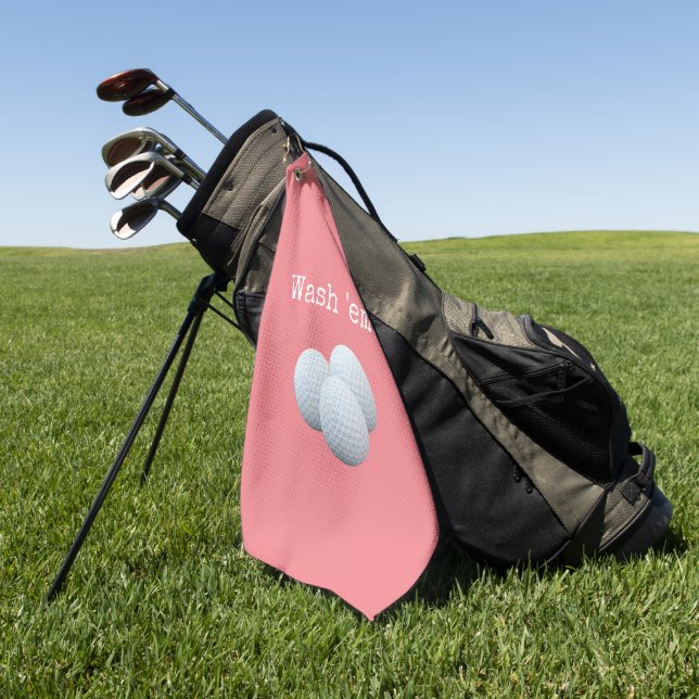Funny Pink Wash Your Golf Balls Towel (Green)