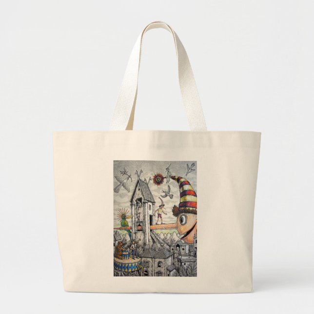 Funny Pinocchio Large Tote Bag (Front)
