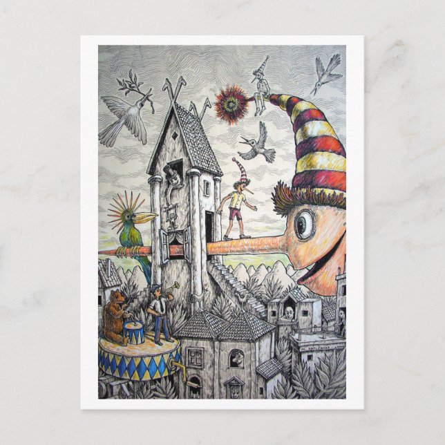 Funny Pinocchio Postcard (Front)